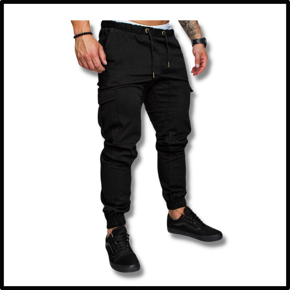 Heren Cargo Broeken Slim Fit Zwart