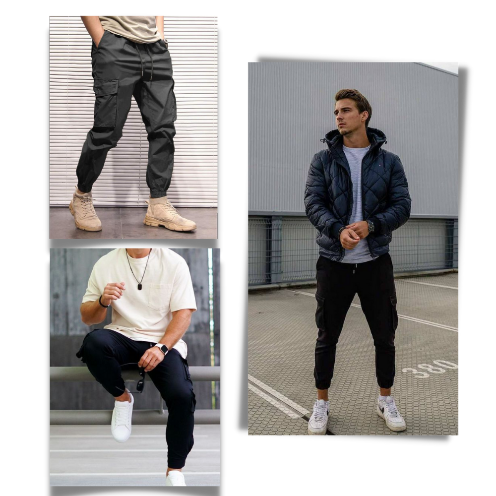 Heren Cargo Broeken Slim Fit Zwart