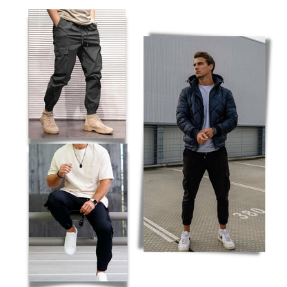 Heren Cargo Broeken Slim Fit Zwart