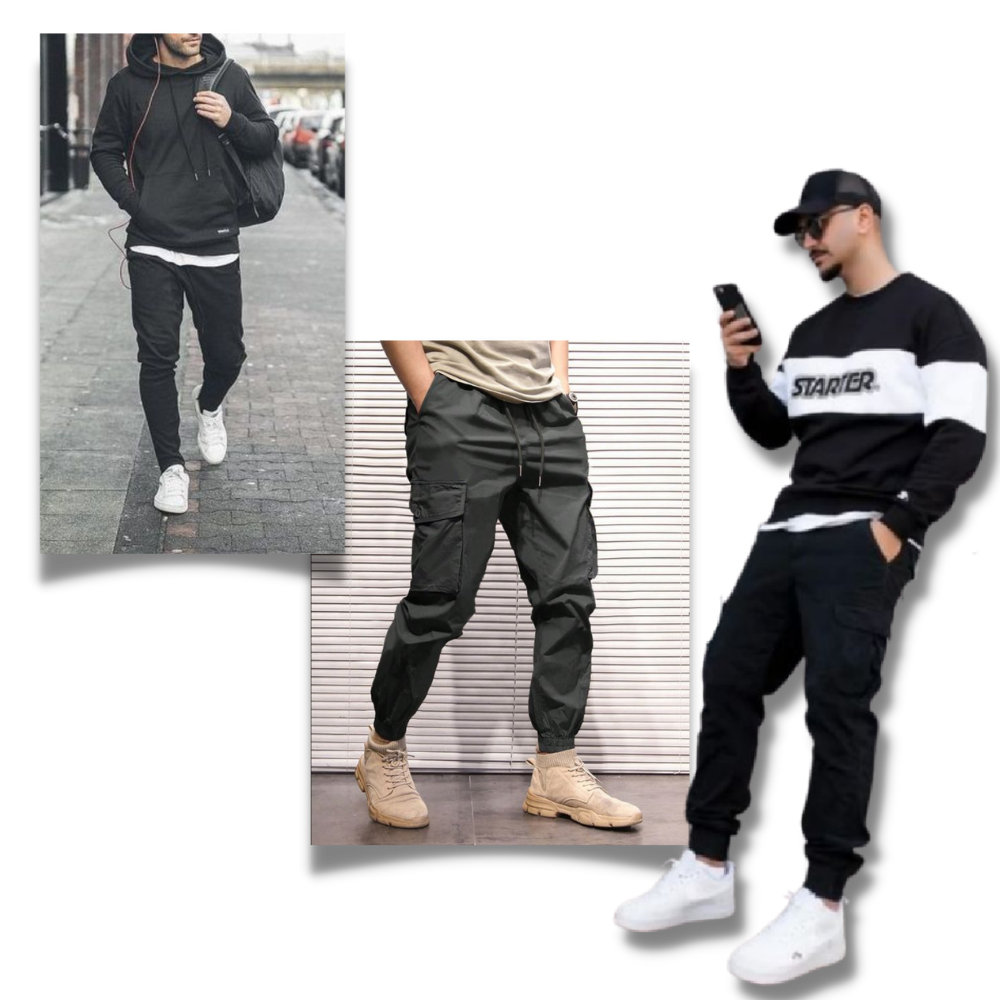 Heren Cargo Broeken Slim Fit Zwart