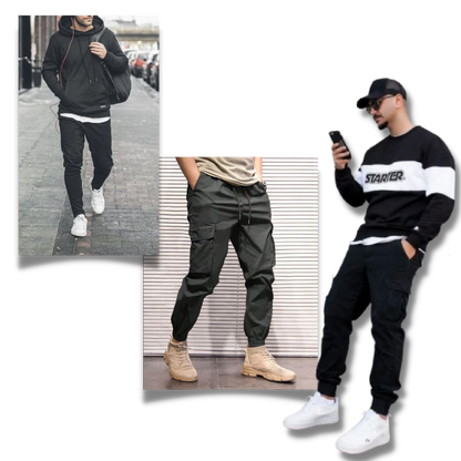 Heren Cargo Broeken Slim Fit Zwart