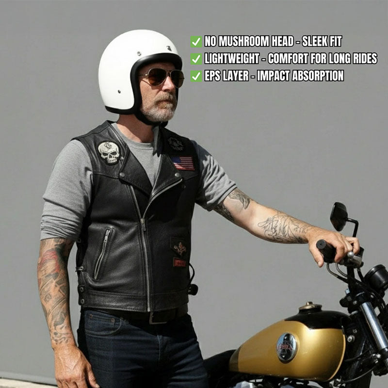 Vintage Motorhelm Laag Profiel DOT-gecertificeerd Glasvezel