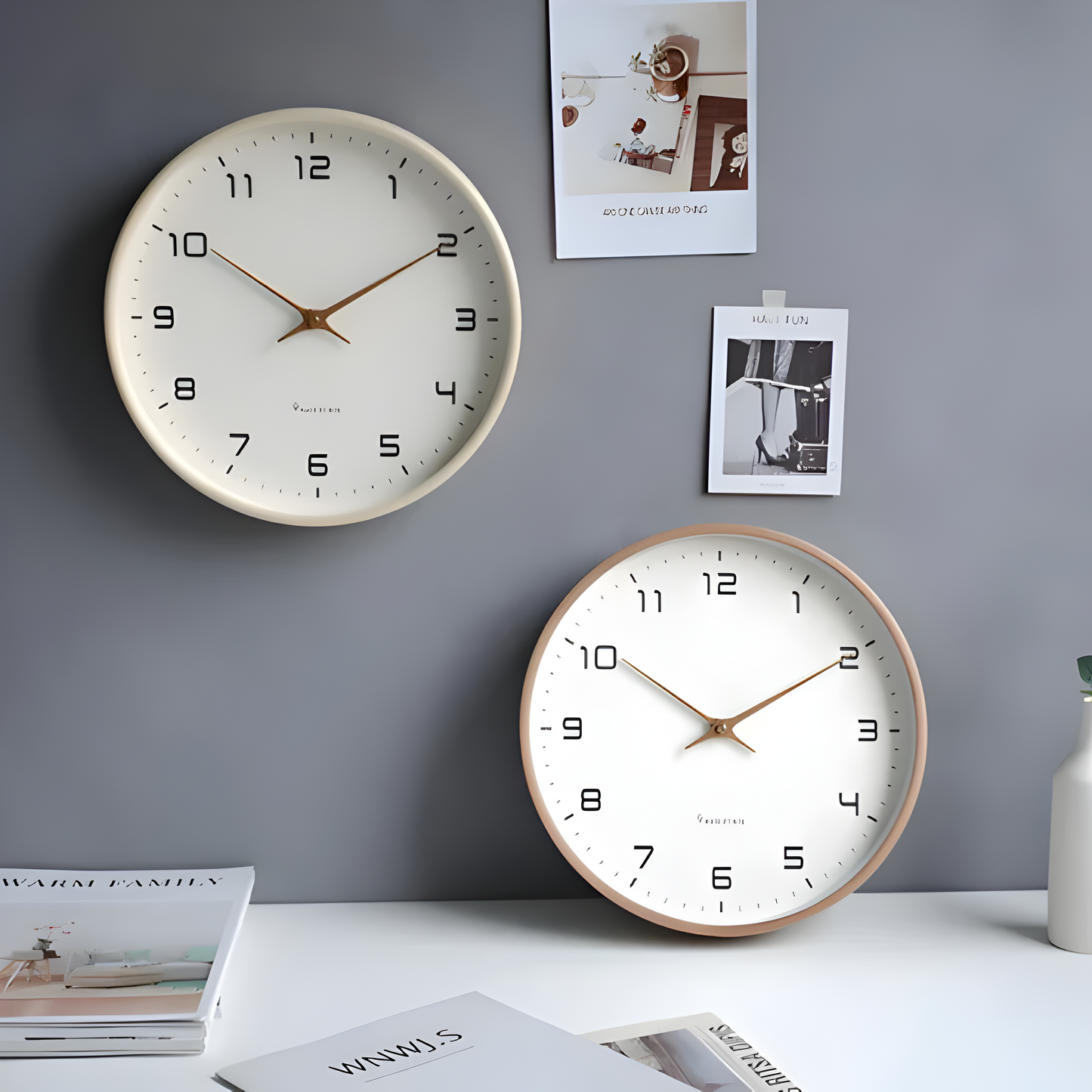 Houten Wandklok Modern Rond Design Silent