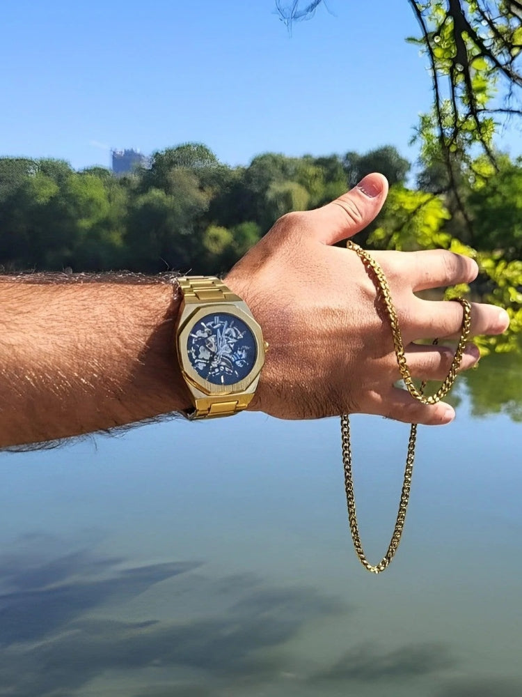 Luxueus Leer Horloge Chronograaf Elegant Zwart