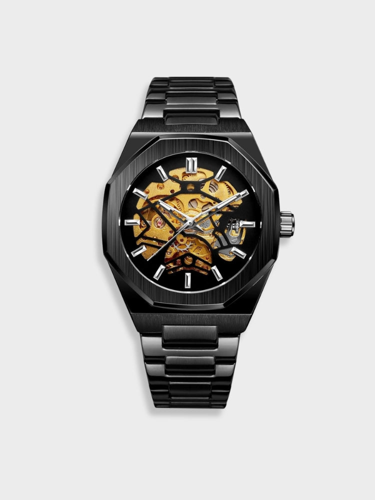 Luxueus Leer Horloge Chronograaf Elegant Zwart