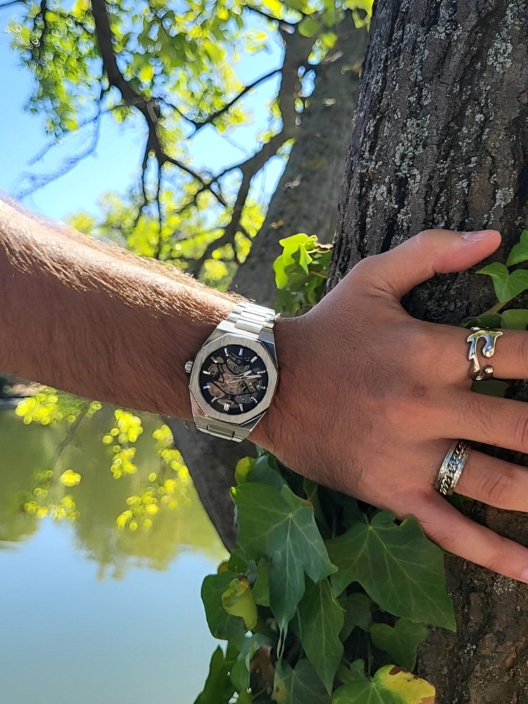 Luxueus Leer Horloge Chronograaf Elegant Zwart
