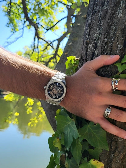 Luxueus Leer Horloge Chronograaf Elegant Zwart