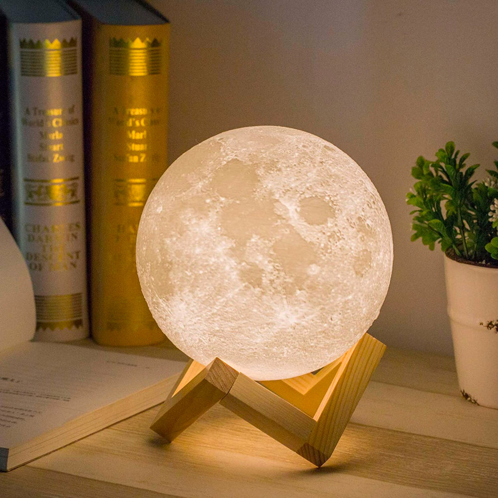 Maanlamp 16 Kleuren met Afstandsbediening en Houten Voet