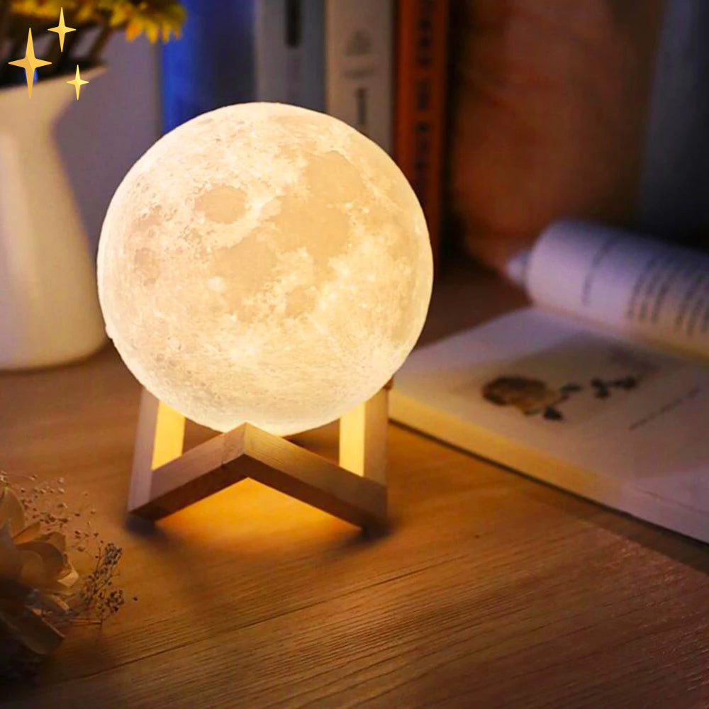 Maanlamp 16 Kleuren met Afstandsbediening en Houten Voet
