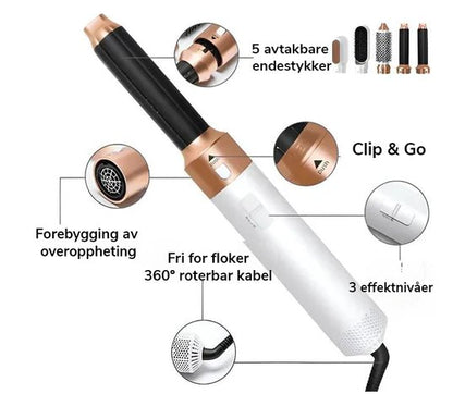 5-in-1 Haarstyler met Coanda Effect en 6 Verschillende Opzetstukken
