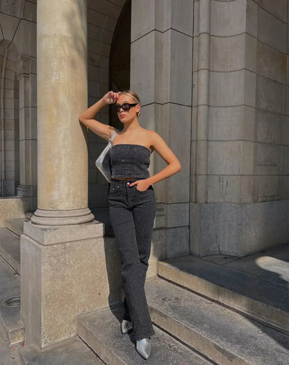 Glamour Broek met Glitter en Stretch