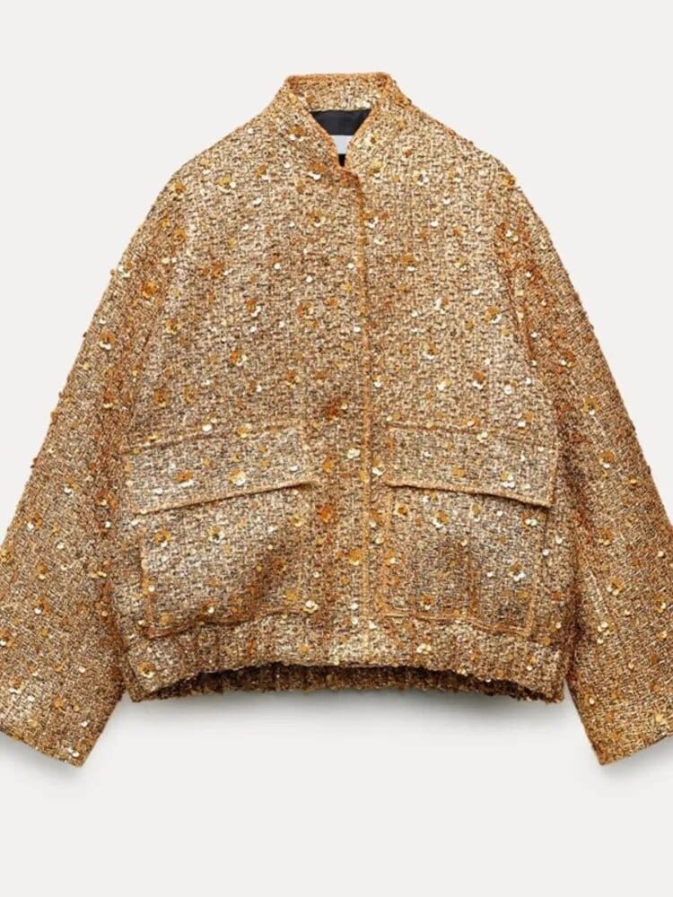 Glitter Bomberjack voor Vrouw met Glanzende Stof