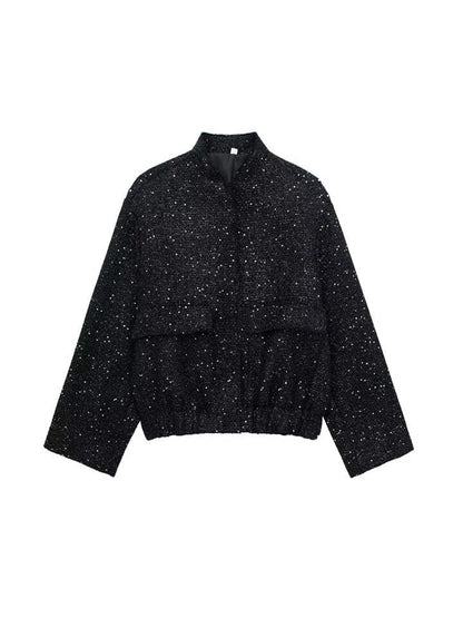 Glitter Bomberjack voor Vrouw met Glanzende Stof
