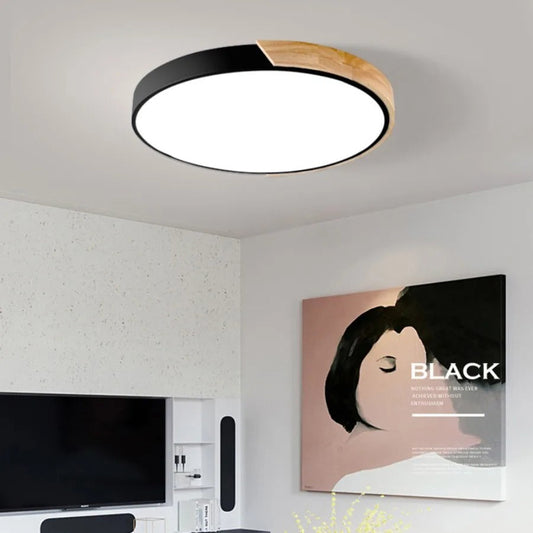 Houten Plafondlamp Modern Noordse Stijl Dimbaar - Velinix