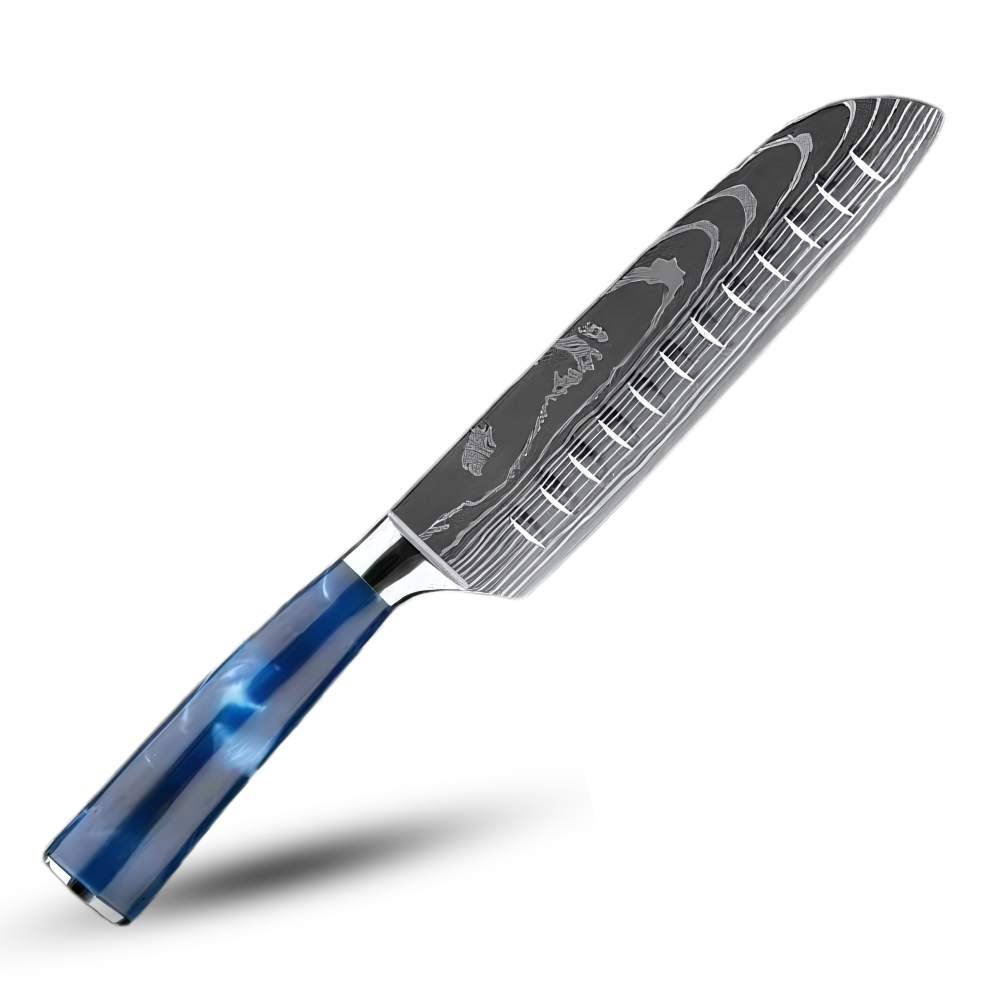 Japanse Keukenmessen Blauw Geslepen Damaststaal
