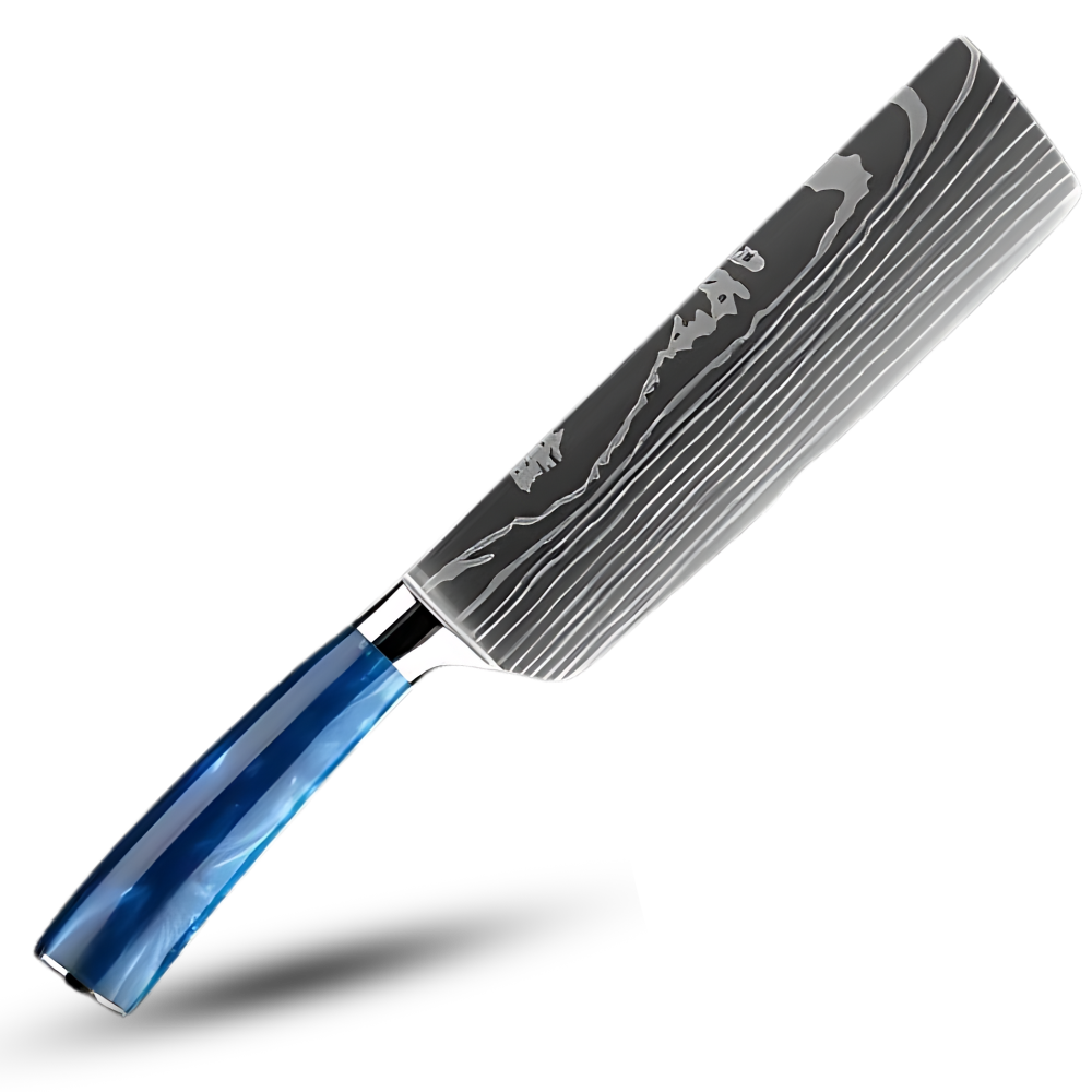 Japanse Keukenmessen Blauw Geslepen Damaststaal