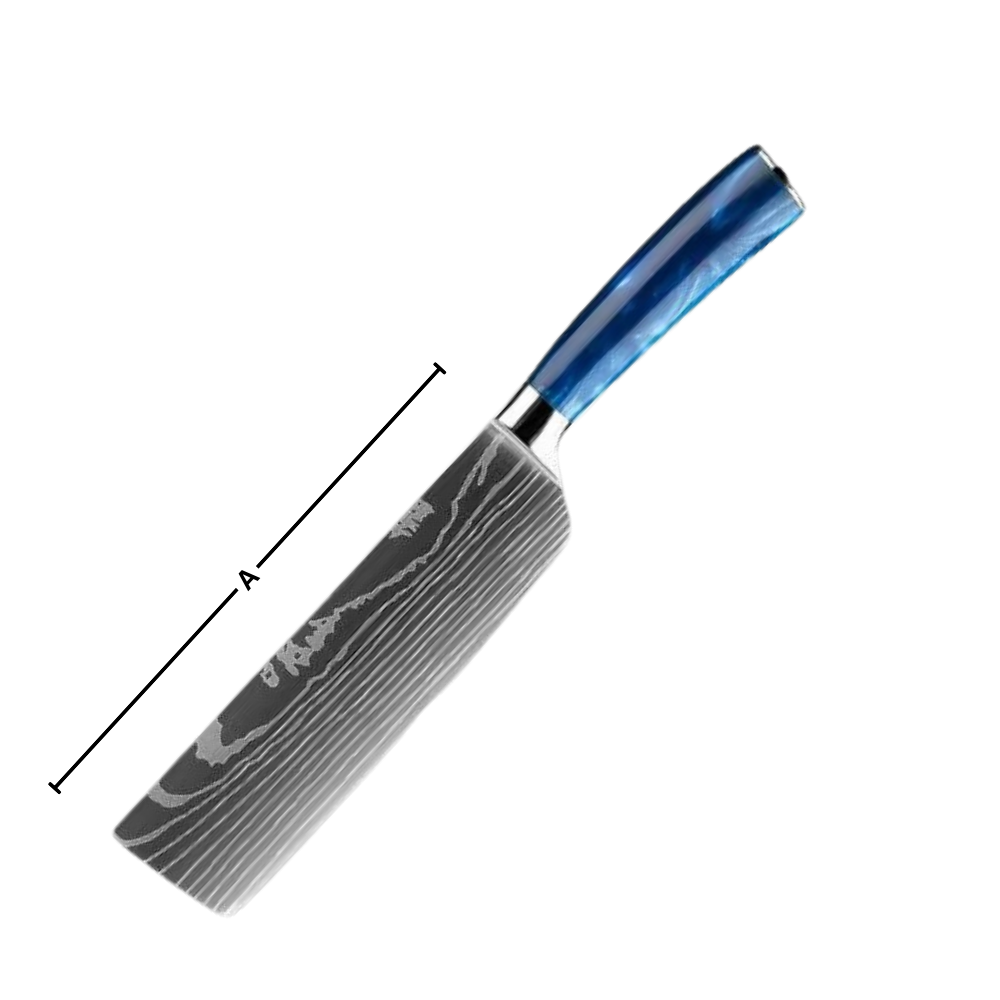 Japanse Keukenmessen Blauw Geslepen Damaststaal