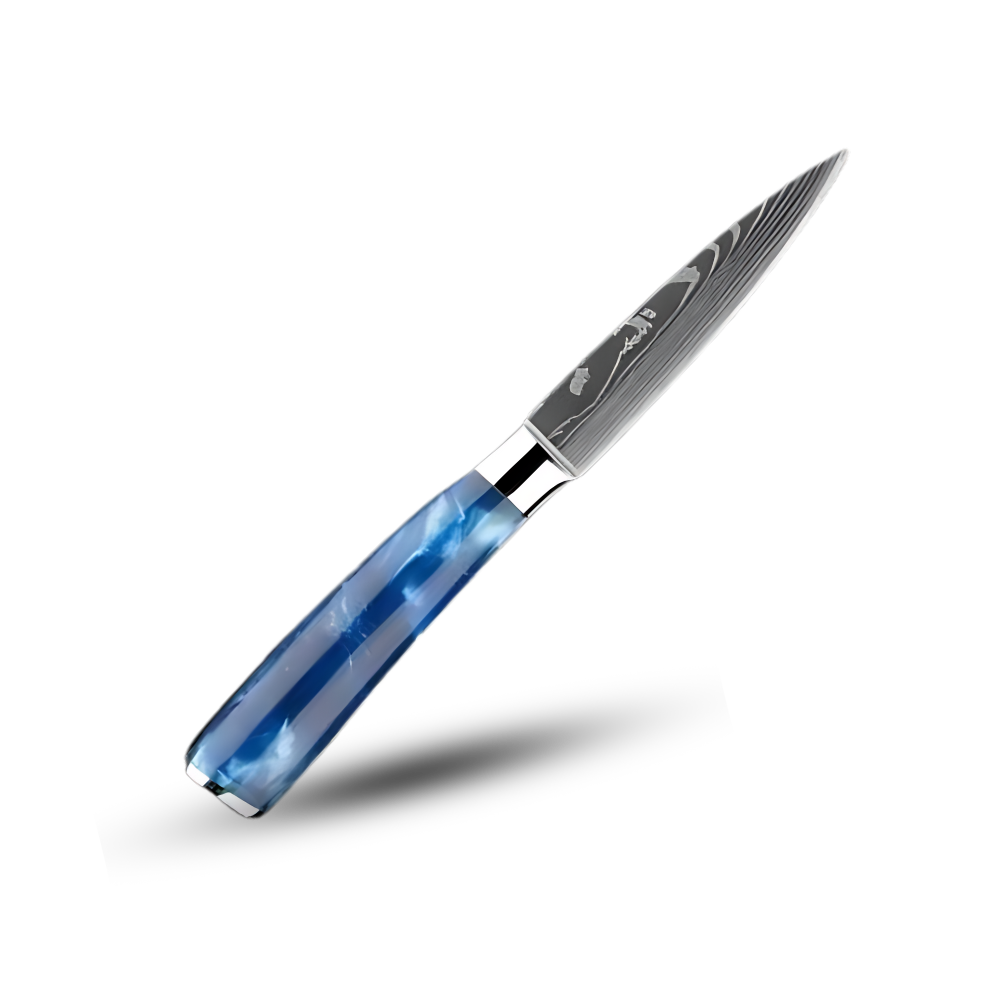 Japanse Keukenmessen Blauw Geslepen Damaststaal