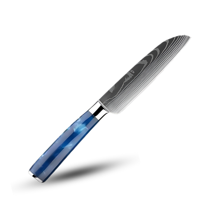 Japanse Keukenmessen Blauw Geslepen Damaststaal