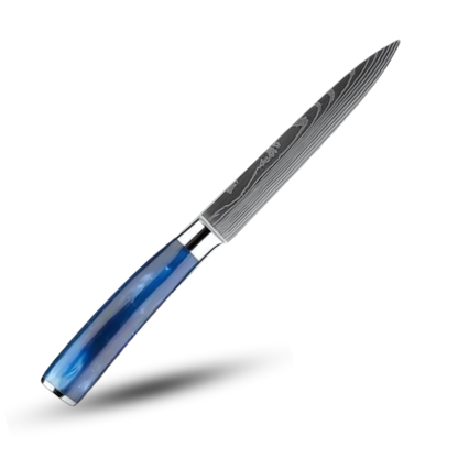Japanse Keukenmessen Blauw Geslepen Damaststaal