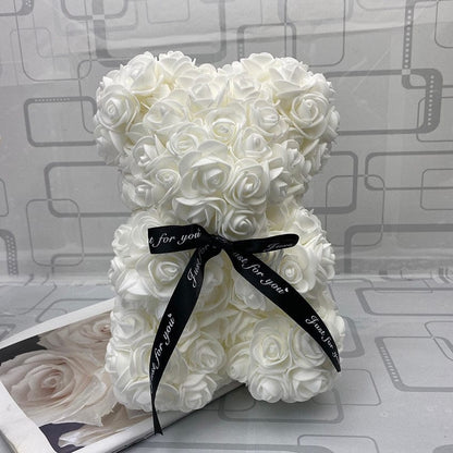 Rozen Teddybeer met Eeuwige Roos voor Moederdag