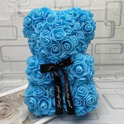 Rozen Teddybeer met Eeuwige Roos voor Moederdag