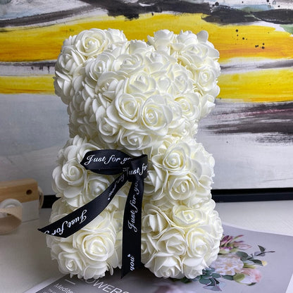Rozen Teddybeer met Eeuwige Roos voor Moederdag
