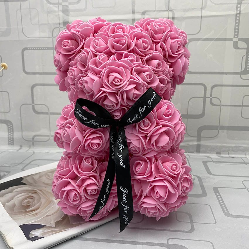 Rozen Teddybeer met Eeuwige Roos voor Moederdag