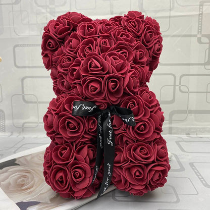 Rozen Teddybeer met Eeuwige Roos voor Moederdag