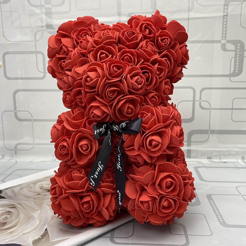 Rozen Teddybeer met Eeuwige Roos voor Moederdag