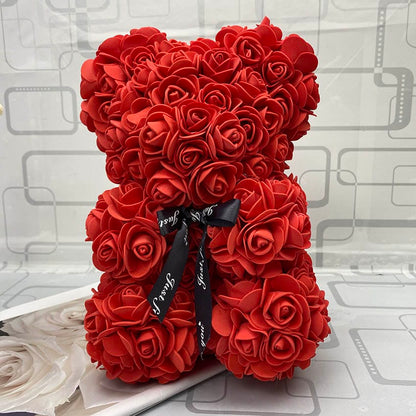 Rozen Teddybeer met Eeuwige Roos voor Moederdag