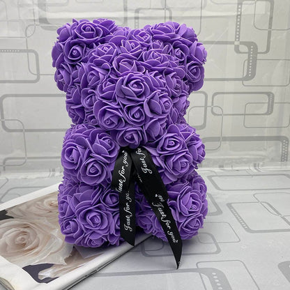 Rozen Teddybeer met Eeuwige Roos voor Moederdag