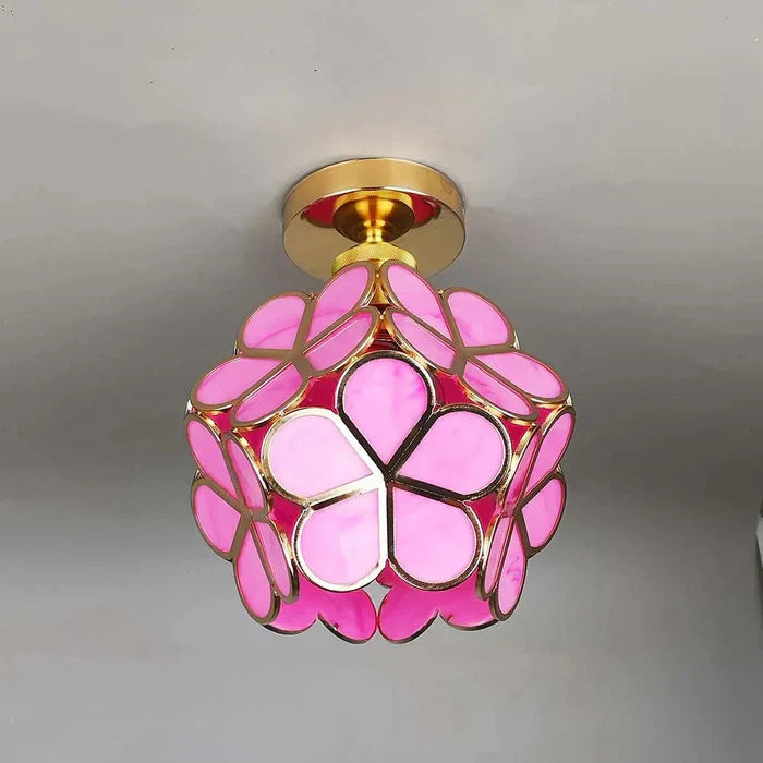 Elegante Glazen Plafondlamp met Bloemenpatroon - Velinix