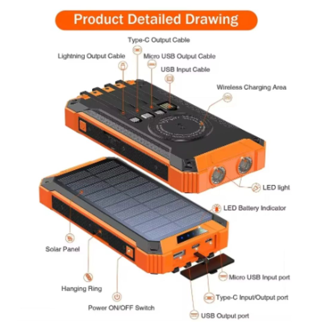 Draagbare PowerBank Zonnelader Waterdicht Solar