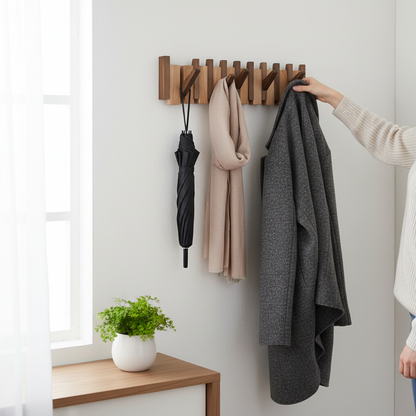 Houten Kapstok voor Kleding met Pianohaken