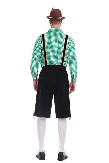 Traditioneel Herenkostuum Set met Lederhose en Geruit Overhemd