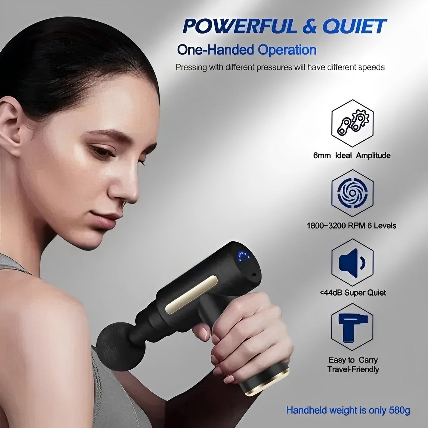 Massagepistool met Instelbare Snelheid voor Spierverzorging