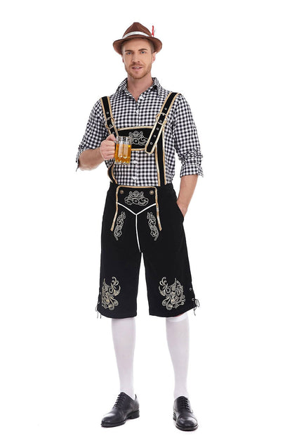 Traditioneel Herenkostuum Set met Lederhose en Geruit Overhemd