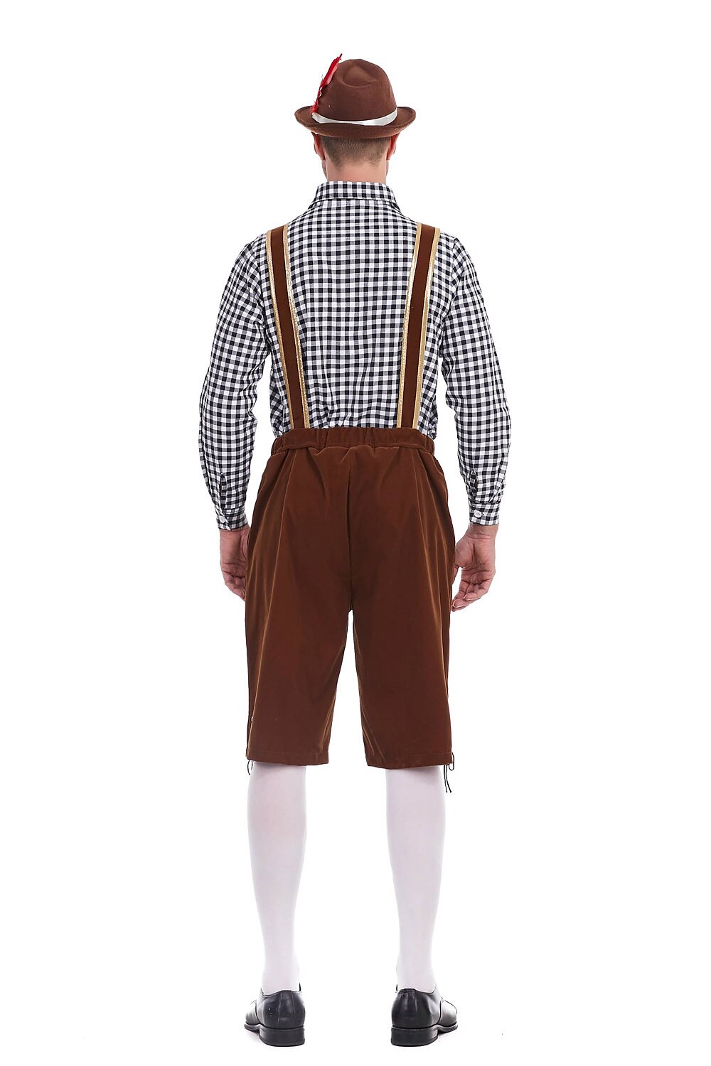 Traditioneel Herenkostuum Set met Lederhose en Geruit Overhemd