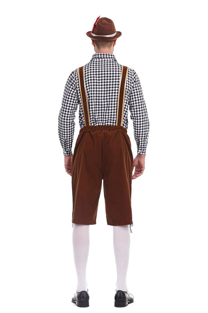 Traditioneel Herenkostuum Set met Lederhose en Geruit Overhemd