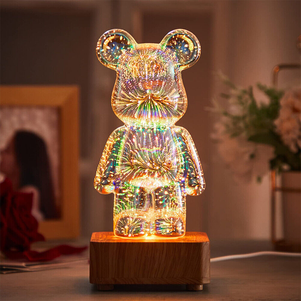 3D Glow Bear Lamp Met Vuurwerk Effect
