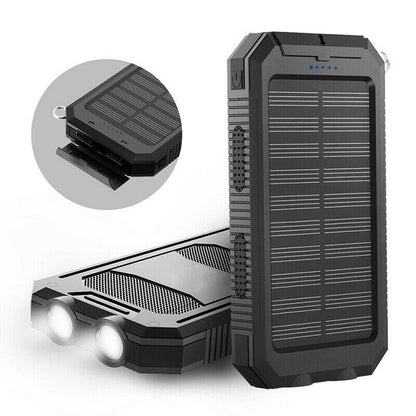 Waterdichte Zonne Powerbank 20000mAh met LED Zaklamp en Dubbele USB - Velinix