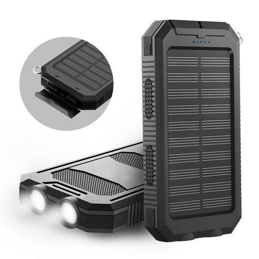 Waterdichte Zonne Powerbank 20000mAh met LED Zaklamp en Dubbele USB - Velinix