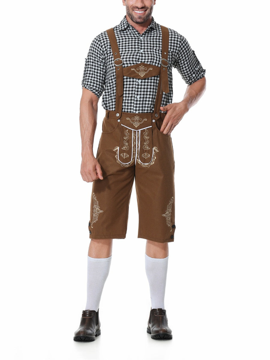 Lederhosen Kostuum Set met Geruit Overhemd voor Oktoberfest - Velinix