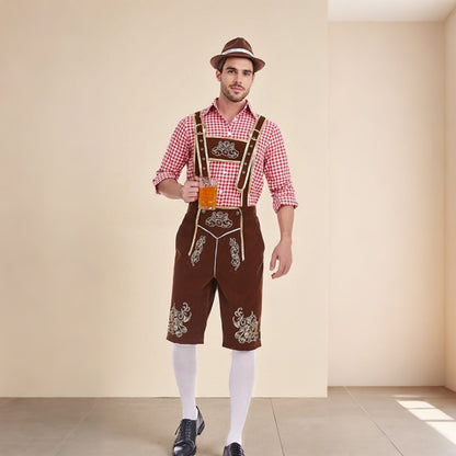 Traditioneel Herenkostuum Set met Lederhose en Geruit Overhemd - Velinix
