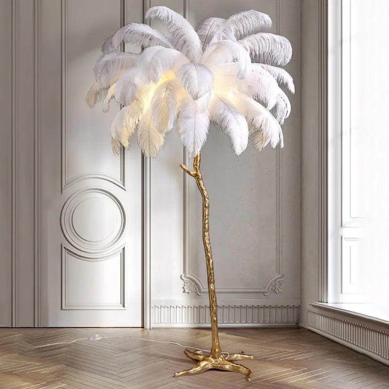 Nordic Vloerlamp met Struisvogelveren Luxe Design