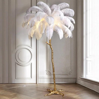 Nordic Vloerlamp met Struisvogelveren Luxe Design