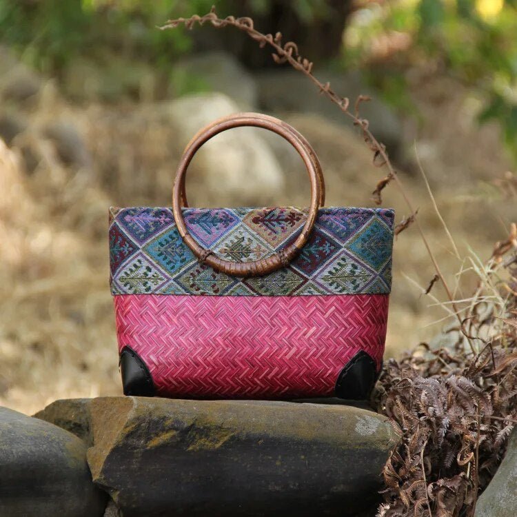 Boho Bamboe Strandtas Geweven Bamboe Stijl
