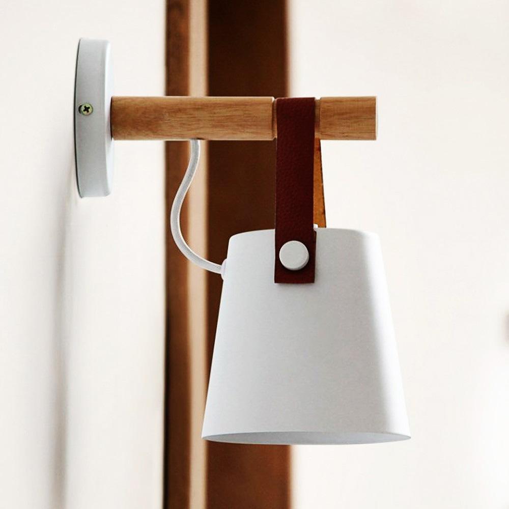 Wandlamp Hout en Leder Scandinavisch Design Moderne Verlichting