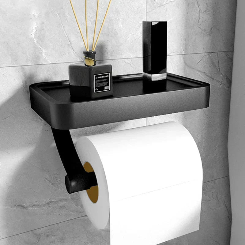 Toiletrolhouder Roestvrij Staal met Plankje voor Badkamer - Velinix